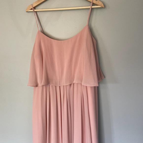 Watters & Watters Pink Chiffon Maxi Bridesmaids Dress in Morganite Size 18W - Picture 3 of 10